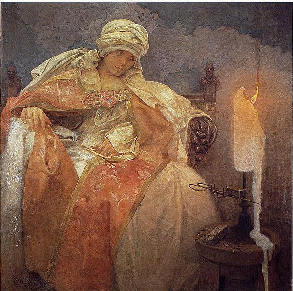 Alfons Mucha Woman With a Burning Candle Sweden oil painting art